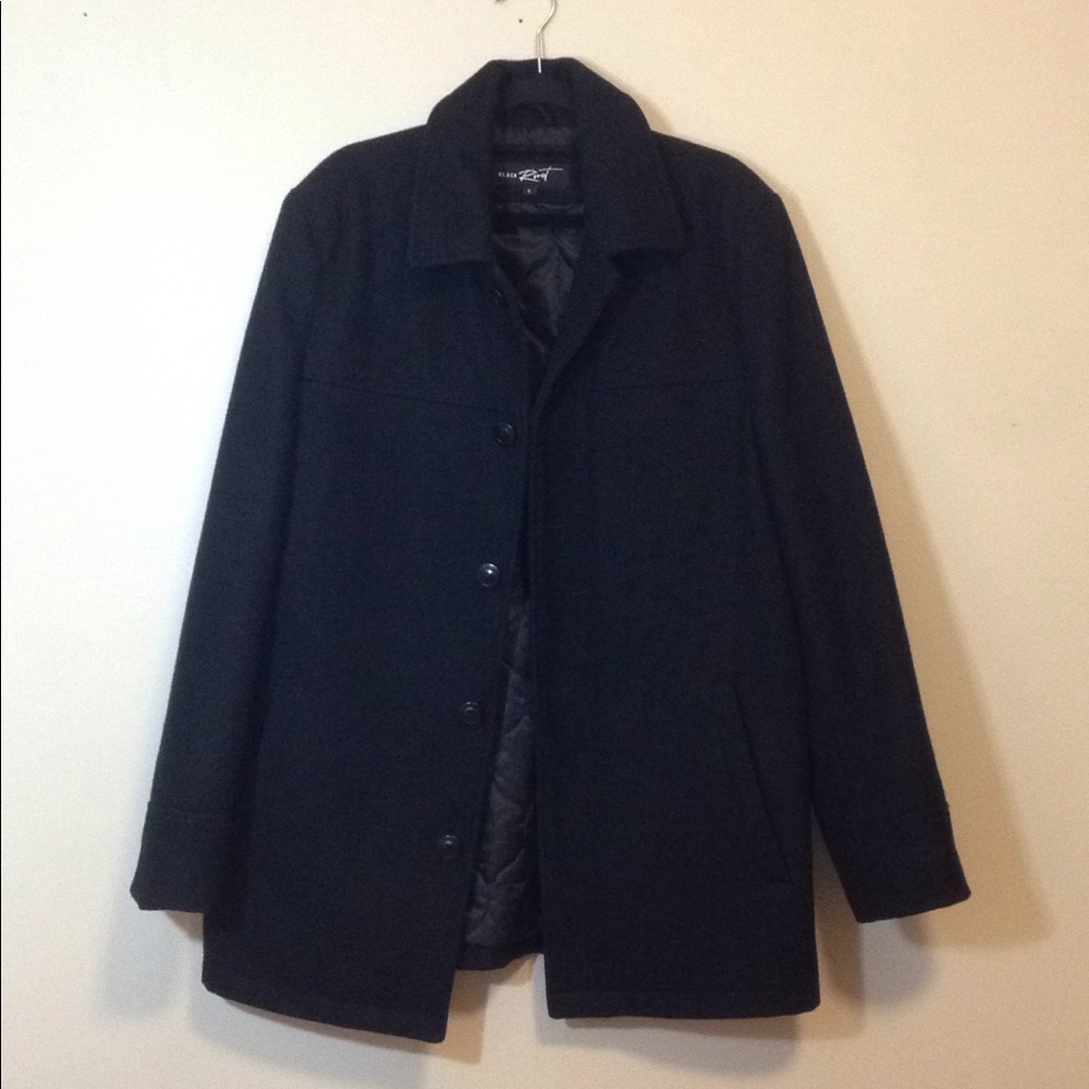 Black River Wool Blend Button Down Black Coat